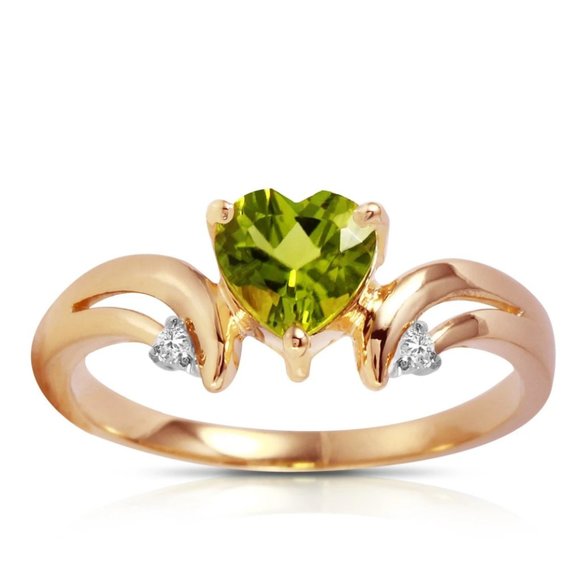 1.26 Carat 14K Rose Gold Ring Diamond Peridot - Picture 1 of 2